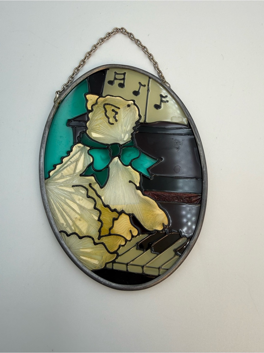 Vintage Joan Baker Cat Round Sun Catcher 4.5”